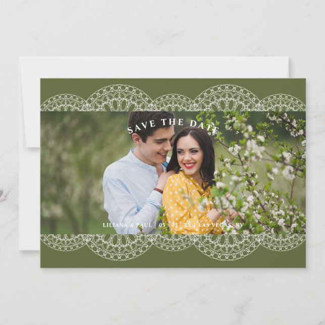 Green Nice Lace Effect Romantic Couple Photo  (Anverso)