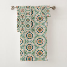 Green Orange And Blue Boho Chic Circle Pattern