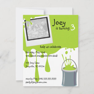 Green Paint Can Kids Cumpleaños Party Invitaciones
