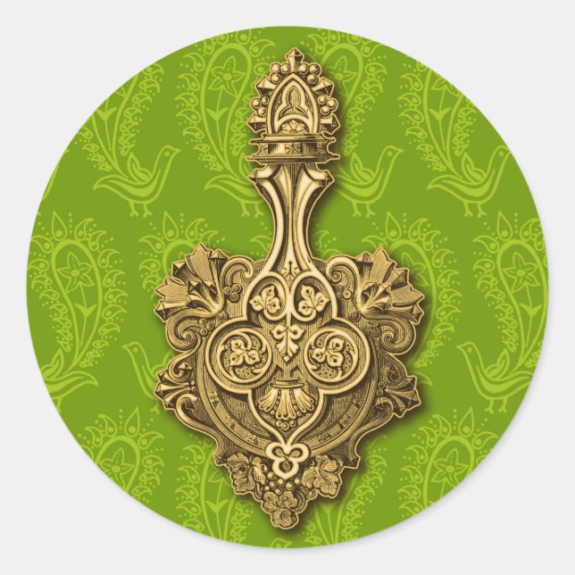 Green Paisley Peacocks Pegatina / Sello para sobre (Anverso)