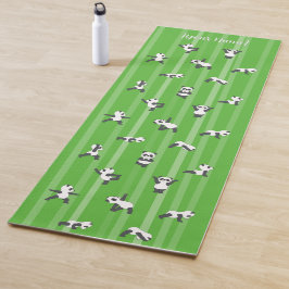 Green Panda Yoga Mat Custom Name on Both Sides