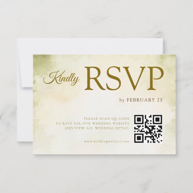 Green Pastel Floral Watercolor Wedding RSVP  (Anverso)