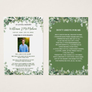 Green Photo Funeral Memorial Bookmark
