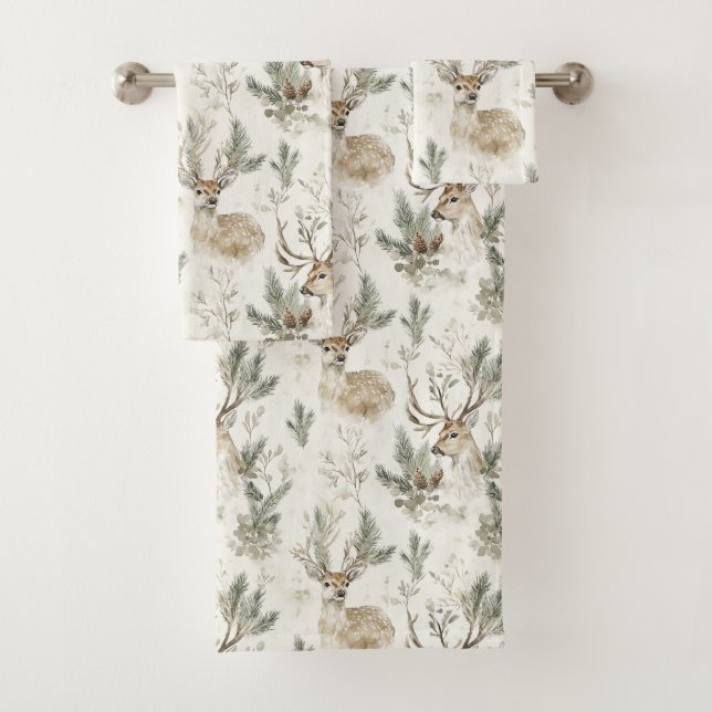 Green Pine Cones Deer Christmas (In situ)