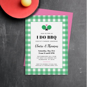 Green Plaid I Do BBQ Ping Pong Invitación