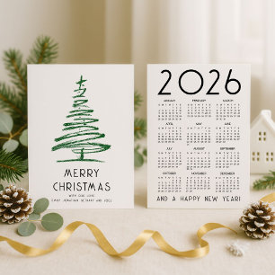 Green Purpurina Tree 2026 Calendario Feliz Navidad
