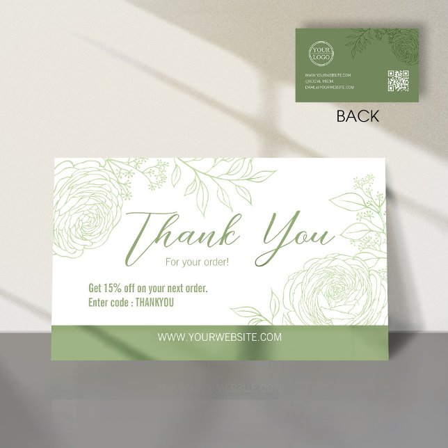 Green Ranunculus Gracias Tarjeta De Negocios (Subido por el creador)