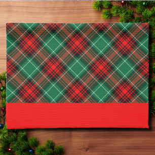 Green Red Holiday Plaid Red Borders Kitchen Toalla