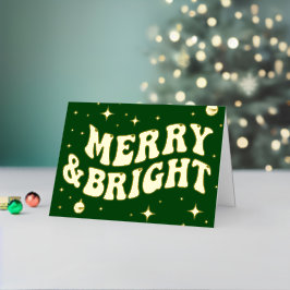 Green Retro Groovy Merry & Bright Christmas