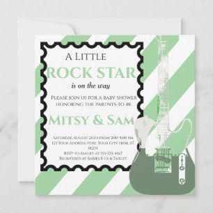 Green Rock Star Rock a Bye Baby Shower Invitación