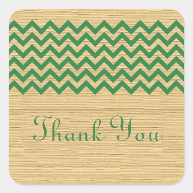 Green Rustic Chevron Gracias Pegatinas (Anverso)