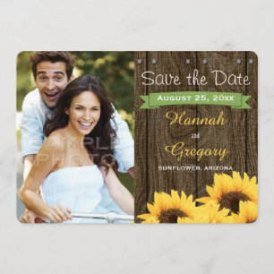 GREEN RUSTIC SUNFLOWER GUARDAR LA TARJETA DE FECHA