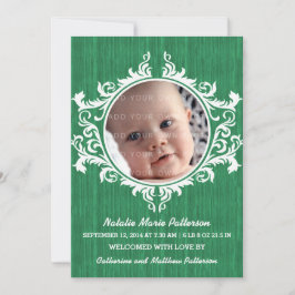 Green Rustic Swirls Baby Invitación