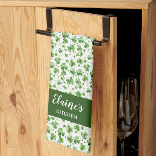 Green Shamrock Kitchen Toalla Personalizado Regalo