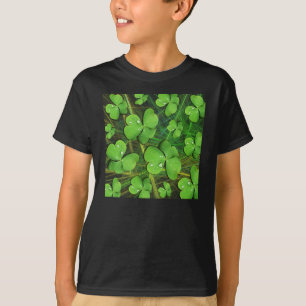 Green Shamrock St Patrick Niños Camiseta Oscura