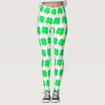 Green Shamrock St Patricks Day Irlanda Leggings