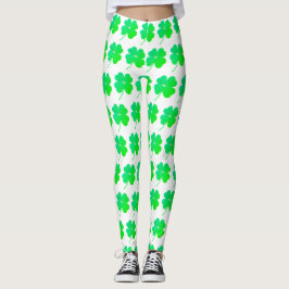 Green Shamrock St Patricks Day Irlanda Leggings