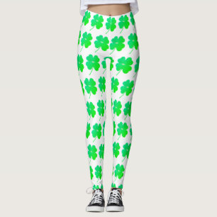 Green Shamrock St Patricks Day Irlanda Leggings