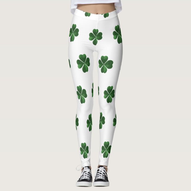 Green Shamrock St. Patrick's Day Leggings (Anverso)