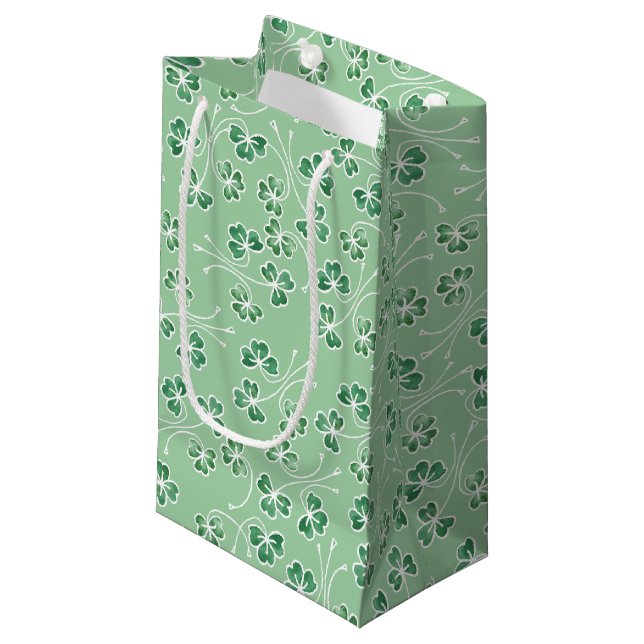Green Shamrocks White Outlines Pequeña Bolsa de Re (Angulo Anverso)