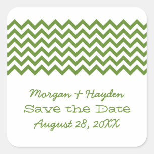 Green Simple Chevron Save the Date Pegatinas