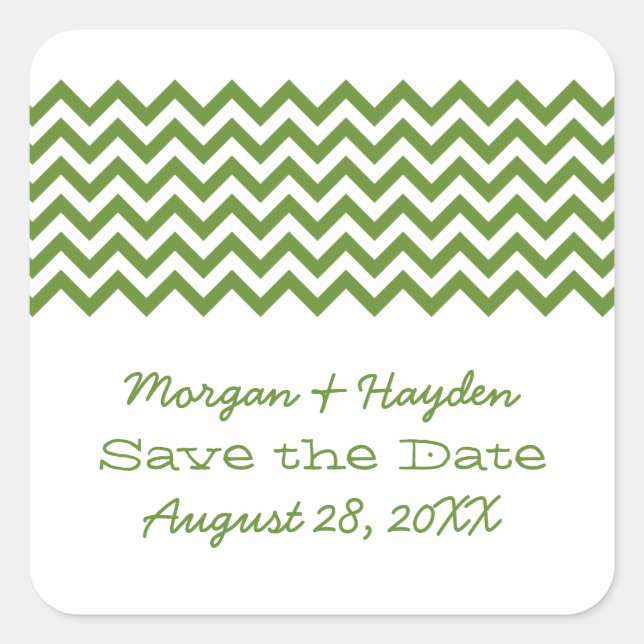 Green Simple Chevron Save the Date Pegatinas (Anverso)