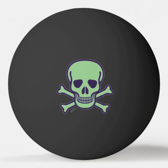 Green Skull 1 estrella bola de ping pong negro (Anverso)