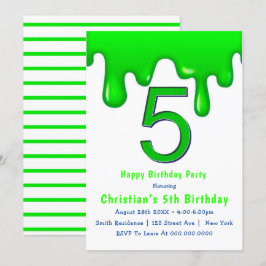 Green Slime 5th Birthday Invitaciones