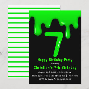 Green Slime 7ª Invitaciones de cumpleaños