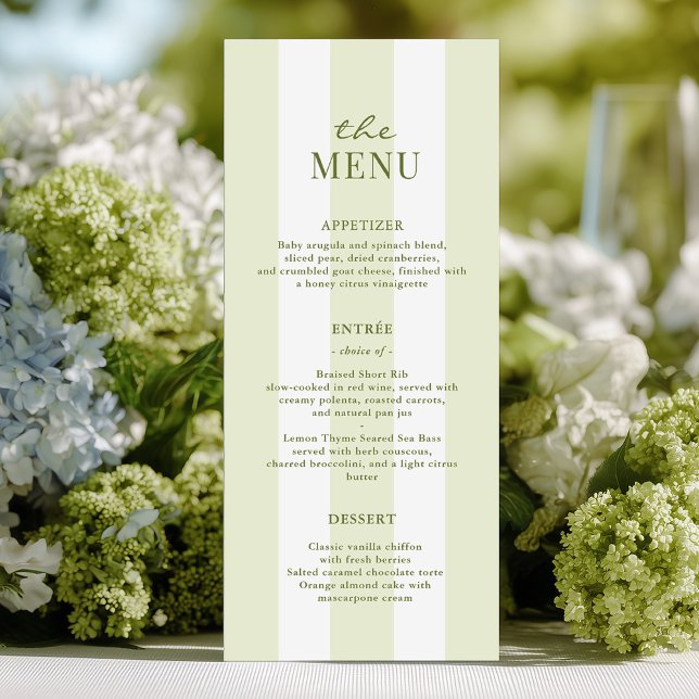 Green Stripes Wedding Menu (Subido por el creador)