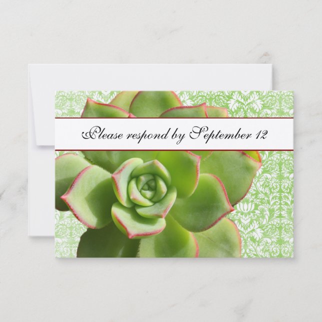Green Succulage Damask Ivory rsvp (Anverso)