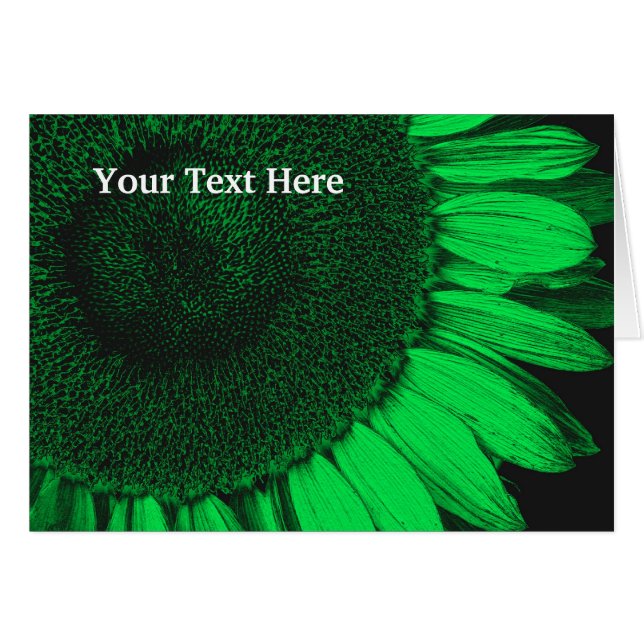 Green Sunflower Petals Floral Art Photo Card (Anverso (Horizontal))
