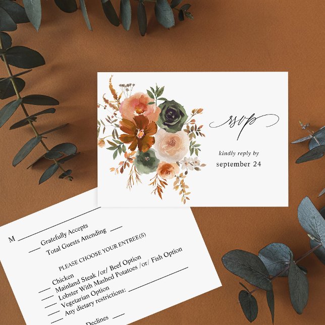 Green & Terra Cotta Floral w Meal RSVP (Subido por el creador)