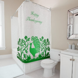 Green Thankending Turkey Floral Shower Cortina de 