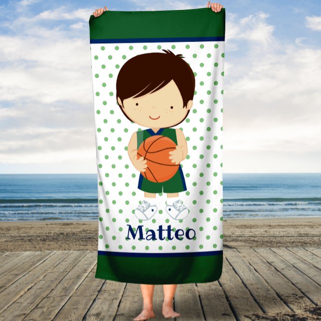Green Trim baloncesto Niños Personalizado Bath Toa (Subido por el creador)
