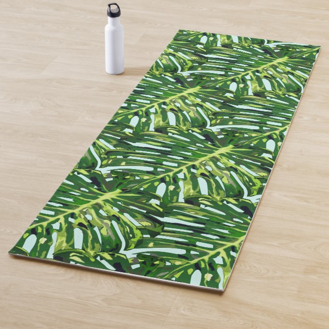 Green Tropical Leaves Yoga Mat (In situ)