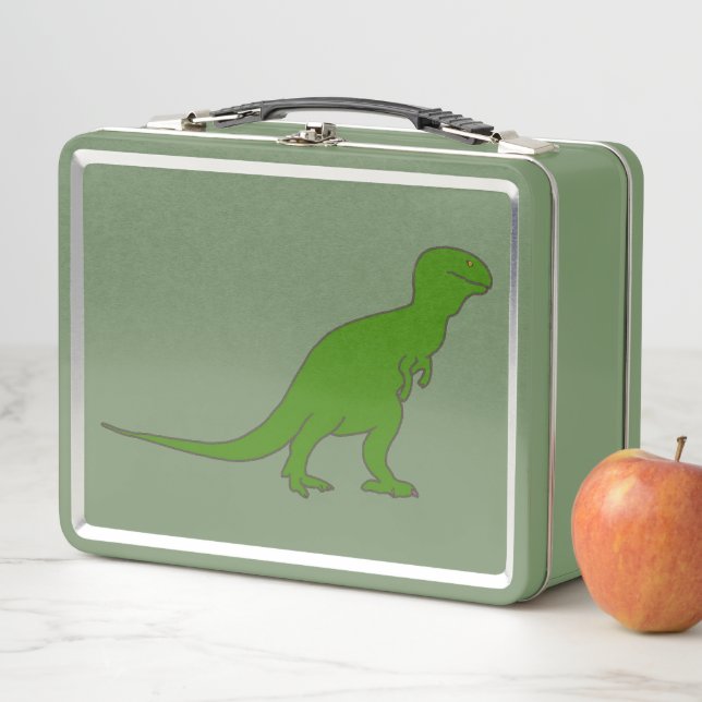 Green Tyrannosaurus Dinosaur Lunch Box (In situ)