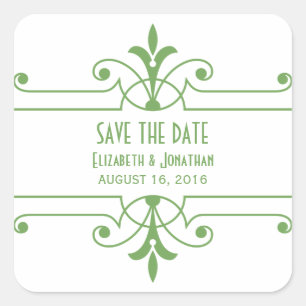 Green v2 Fancy Ornamental Save the Date Pegatinas