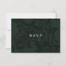 Green Victorian ornamental RSVP con opciones de co