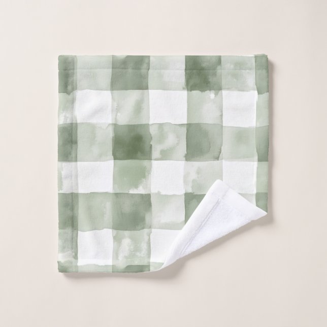 Green Watercolor Plaid Gingham (Toallita)