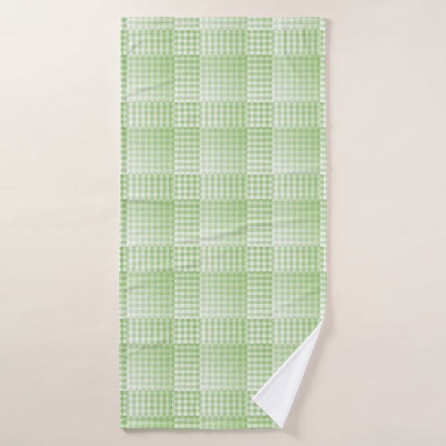 Green White Checker Abstract Pattern (Toalla de baño)