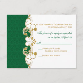 Green White Gold Scrolls, Tarjeta RSVP de Shamrock