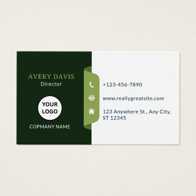 Green & White Modern Corporate Business Card (Frente)
