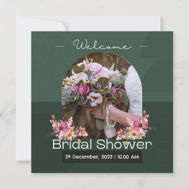 Green White Modern Welcome Bridal Shower (Anverso)