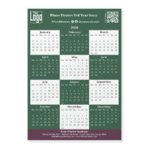 Green, White, Pink Your Logo 2026 Magnet Calendar