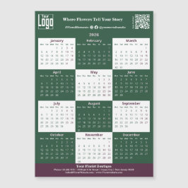 Green, White, Pink Your Logo 2026 Magnet Calendar