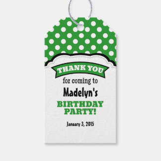 Green White Polka Dot Cumpleaños Gracias Etiquetas
