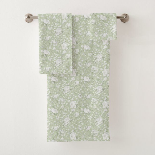 Green White Romantic Floral   (In situ)