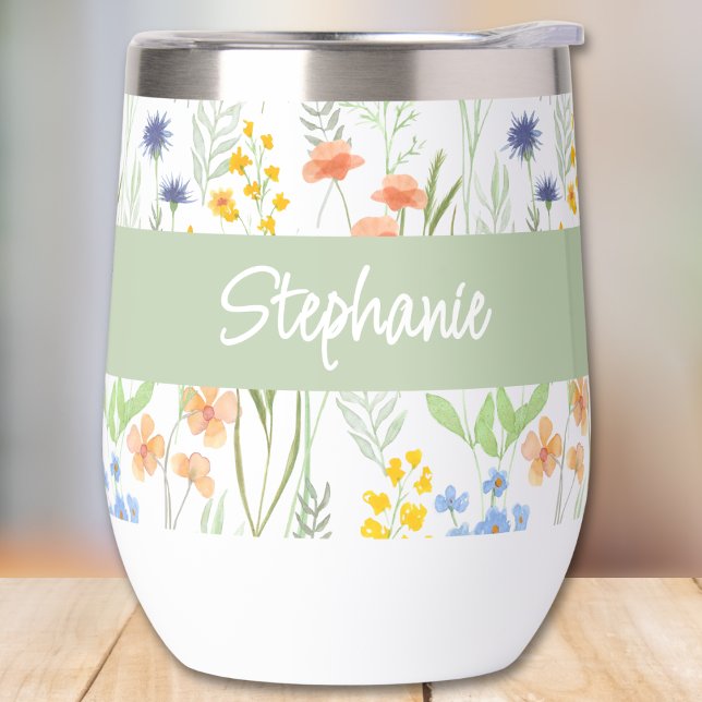 Green Wildflower Watercolor Monogram Name (Subido por el creador)