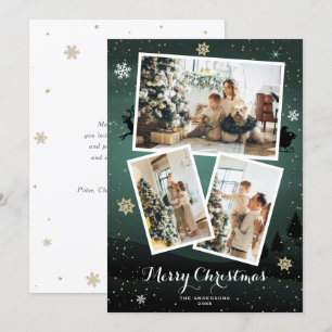 Green Winter Holiday Marea tarjetas de fotos navid